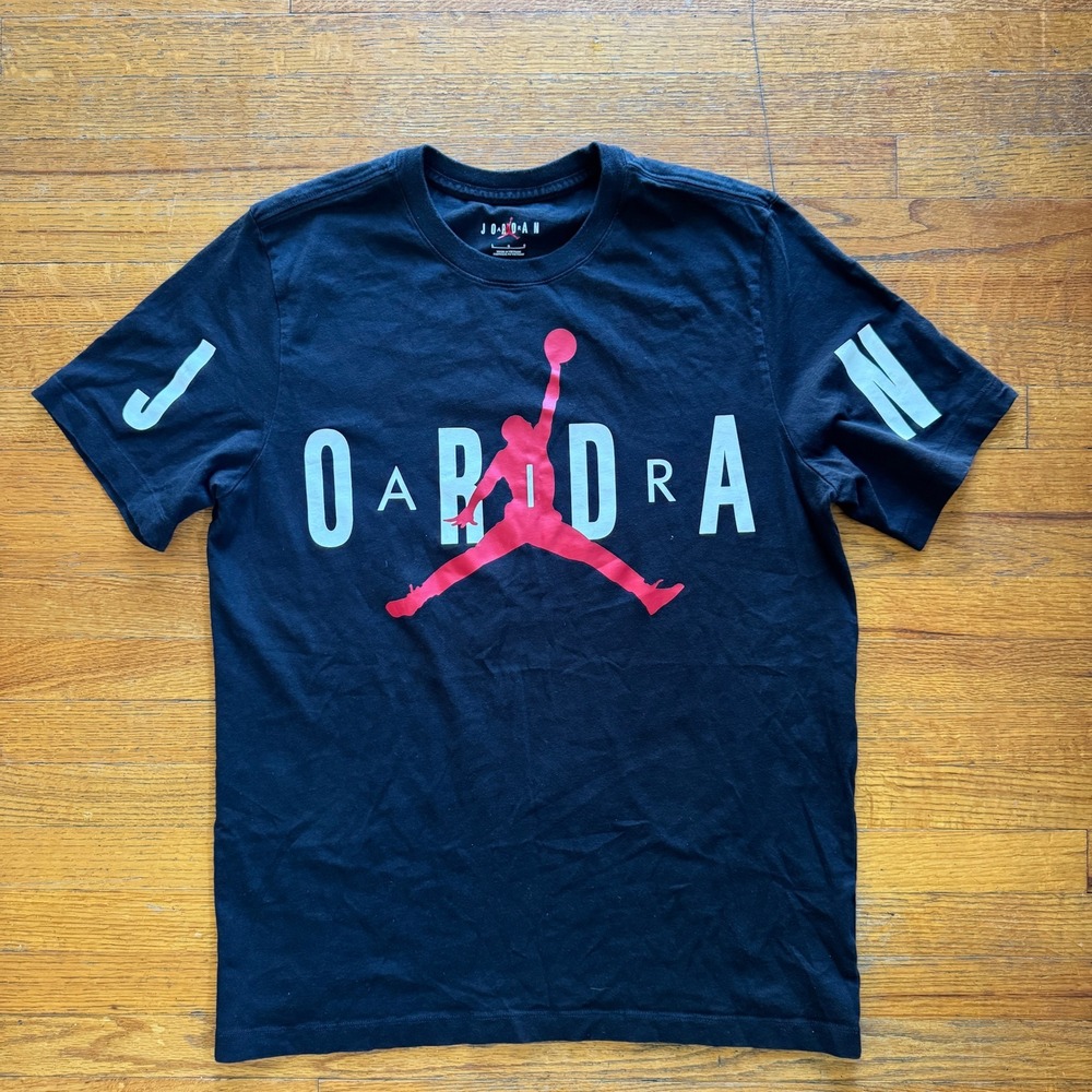 Jordan Mens Jumpman Graphic T-Shirt‎ Black Red White Short Sleeve Size L